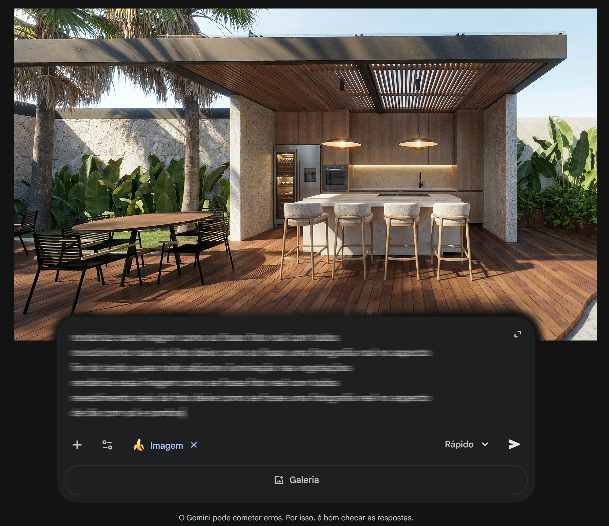Render fotorrealista de área gourmet